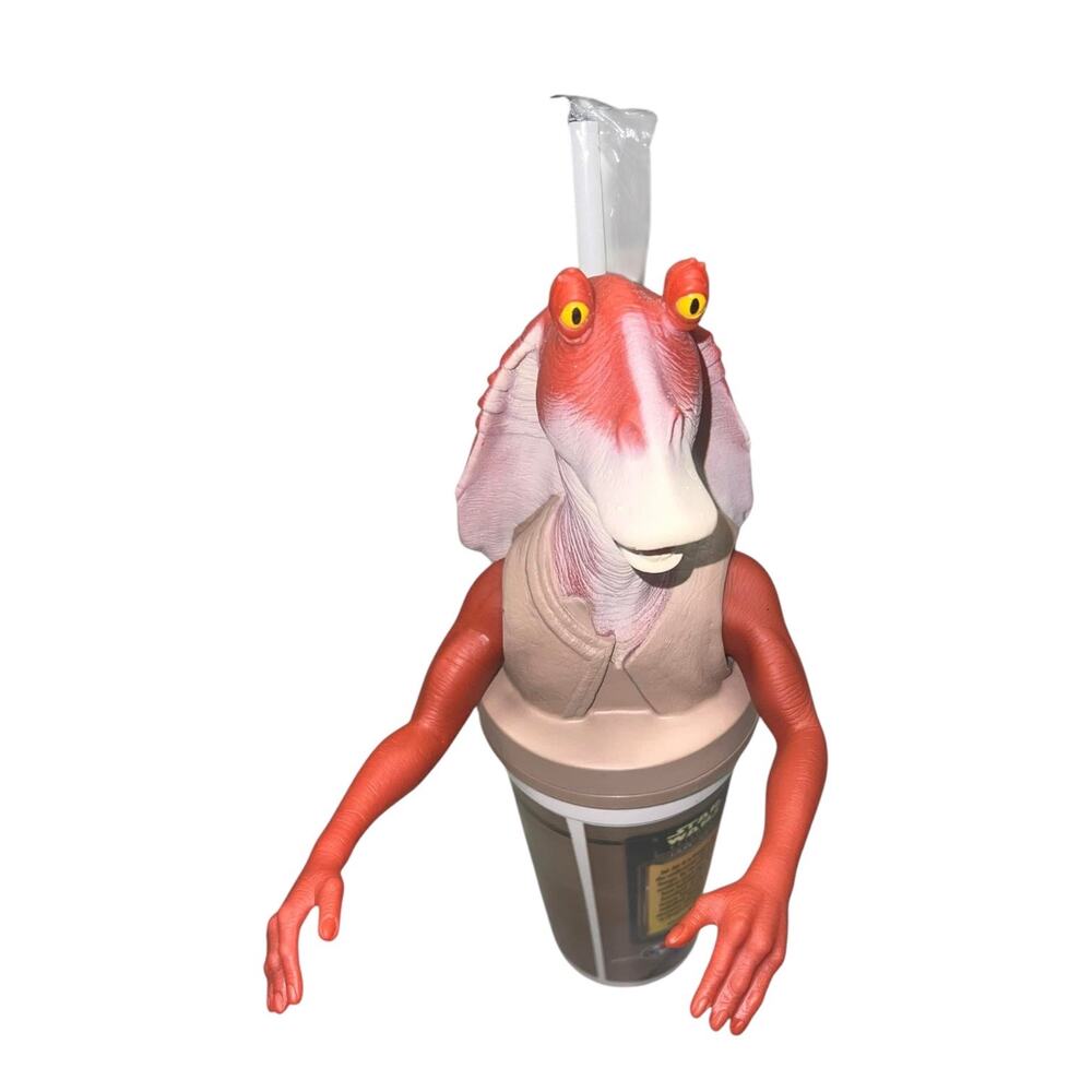 Vintage Star Wars Phantom Menace Jar Jar Binks Cup & Cup Topper with Straw 1999